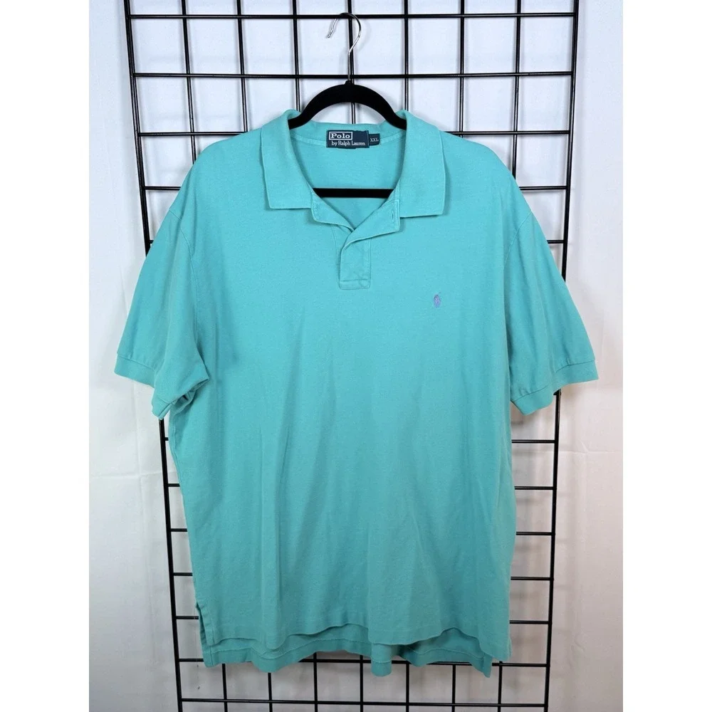Polo by Ralph Lauren Classic Polo Shirt Mens XXL Turquoise Coastal 90s Vintage‎